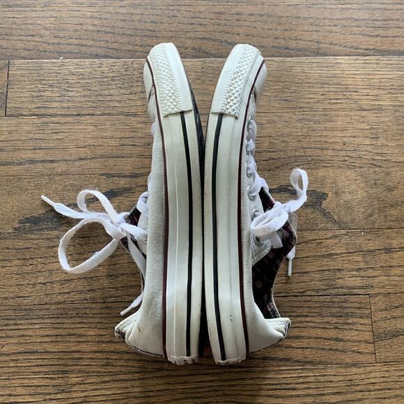 Converse All Stars beige with plaid trim lace up sneakers woman’s size 7.5 - Picture 8 of 9